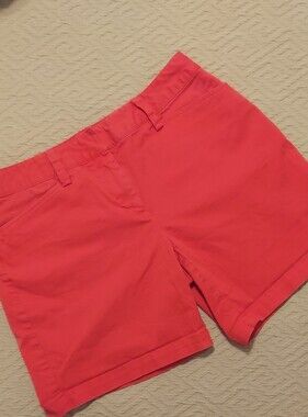 Lands' End Women's Red Classic Cotton Mid-Rise Chino Bermuda Shorts Size 6P